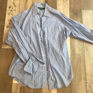 Blue Patterned Button Down Shirt